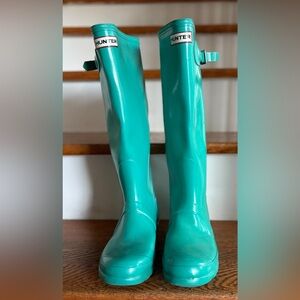 Hunter‎ Women's Teal Rain Boots Size 7 EUC